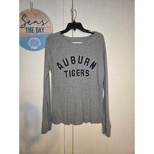 Colosseum Athletics Auburn Tigers Men Gray Waffle Knit Thermal Shirt Medium